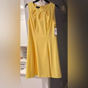 Yellow Sleeveless Cutout A-Line Dress